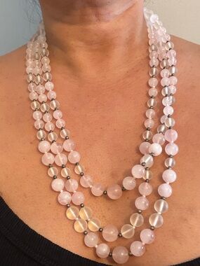 Rose Quartz Multi-Strand Beaded Necklace by